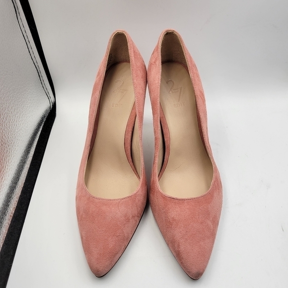 27 EDIT Pink Suede Leather Pump Heels Sz 6.5 - Picture 2 of 10